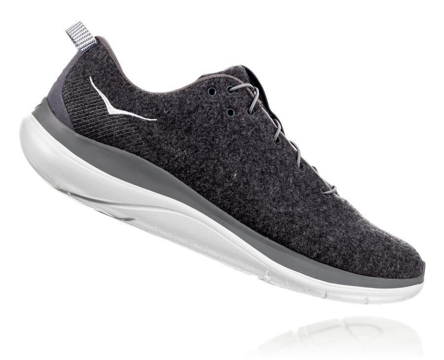 Hoka One One Hupana Flow Wool Löparskor Herr - Grå - XQUSM-8015